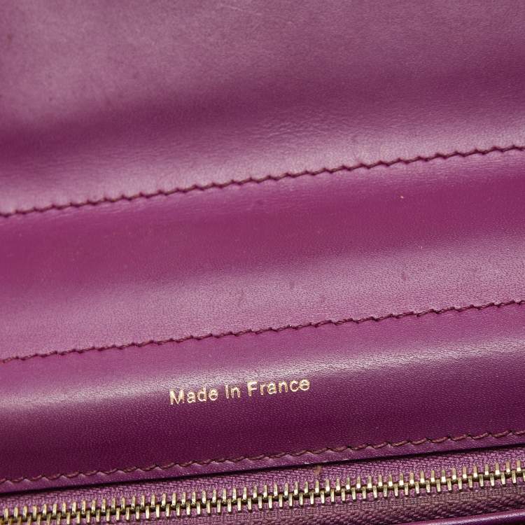 Pre Owned Delvaux Purple Leather Brillant MM Top Handle Bag