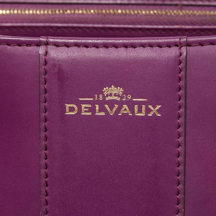 Pre Owned Delvaux Purple Leather Brillant MM Top Handle Bag