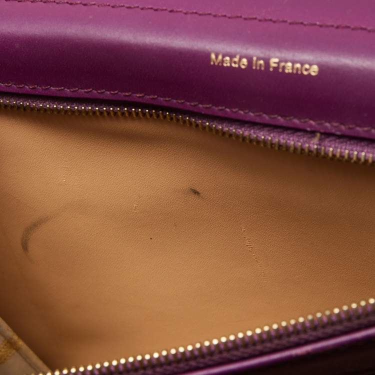 Pre Owned Delvaux Purple Leather Brillant MM Top Handle Bag