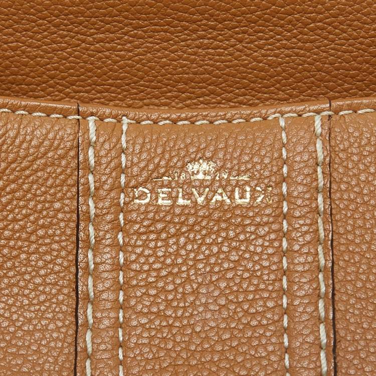Pre Owned Delvaux Brown Leather Mini Brillant East/West Top Handle Bag