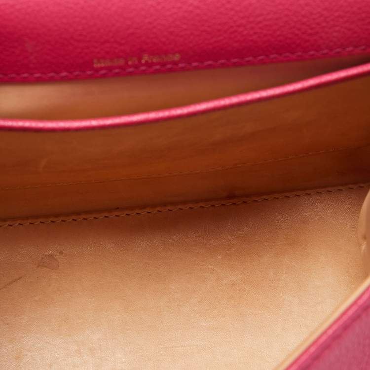 Pre Owned Delvaux Magenta Leather Mini Le Brillant Top Handle Bag