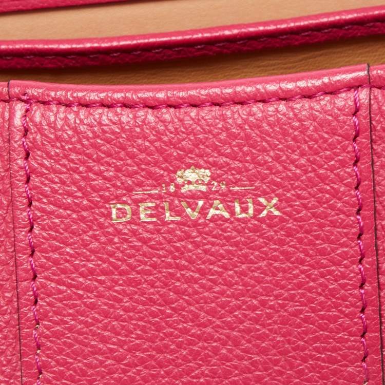 Pre Owned Delvaux Magenta Leather Mini Le Brillant Top Handle Bag