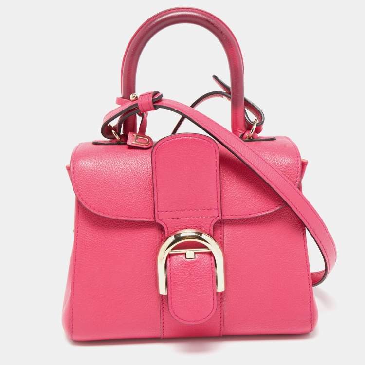 Pre Owned Delvaux Magenta Leather Mini Le Brillant Top Handle Bag