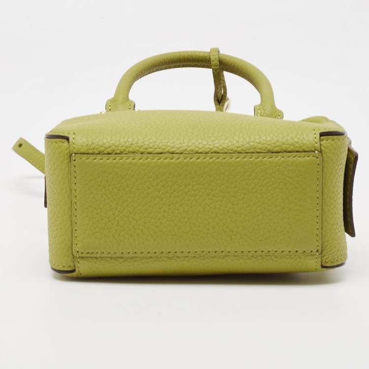 Pre Owned Delvaux Green Leather Nano Cool Box Shoulder Bag
