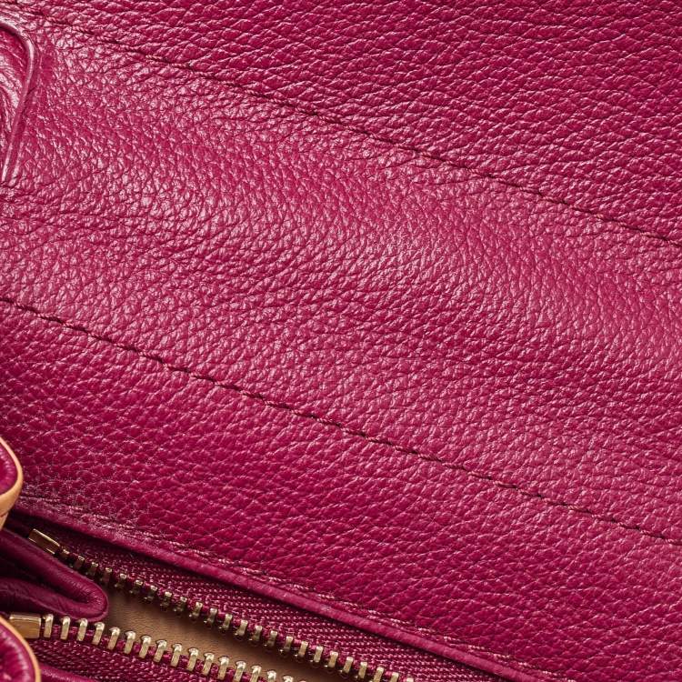Pre Owned Delvaux Berry Leather Brillant Sellier MM Top Handle Bag