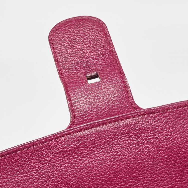 Pre Owned Delvaux Berry Leather Brillant Sellier MM Top Handle Bag