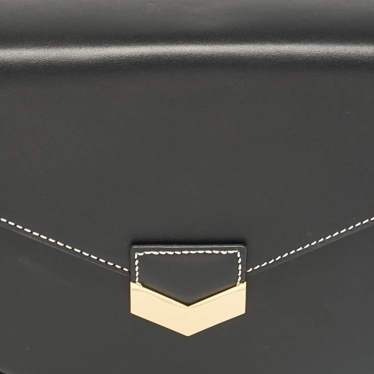 Pre Owned DeMellier Black Leather Flap Crossbody Bag