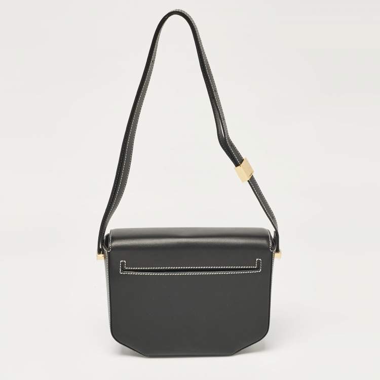 Pre Owned DeMellier Black Leather Flap Crossbody Bag