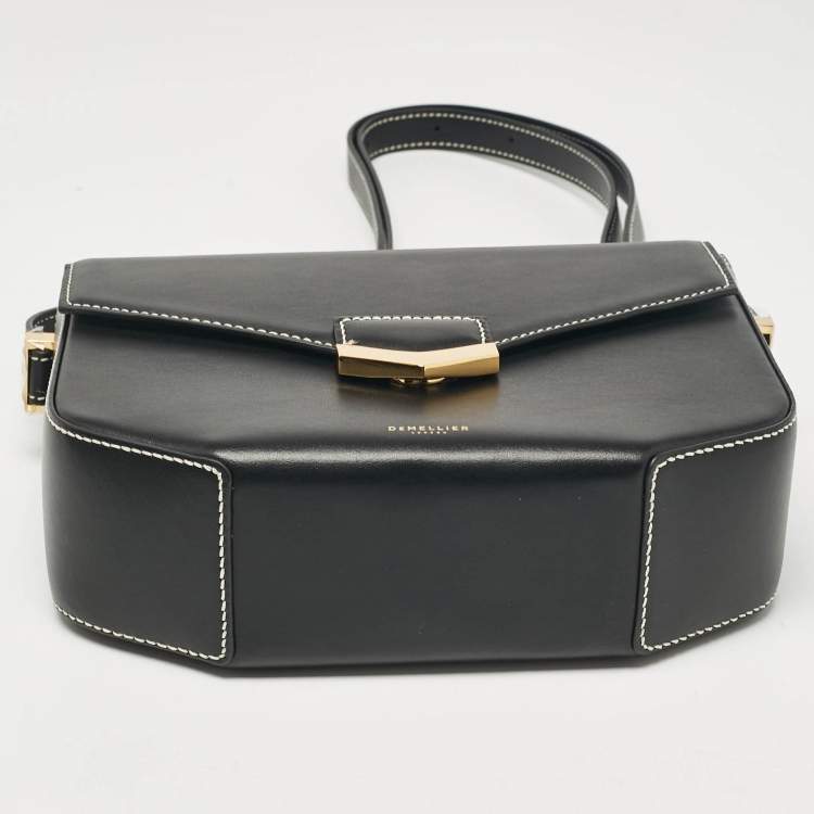 Pre Owned DeMellier Black Leather Flap Crossbody Bag