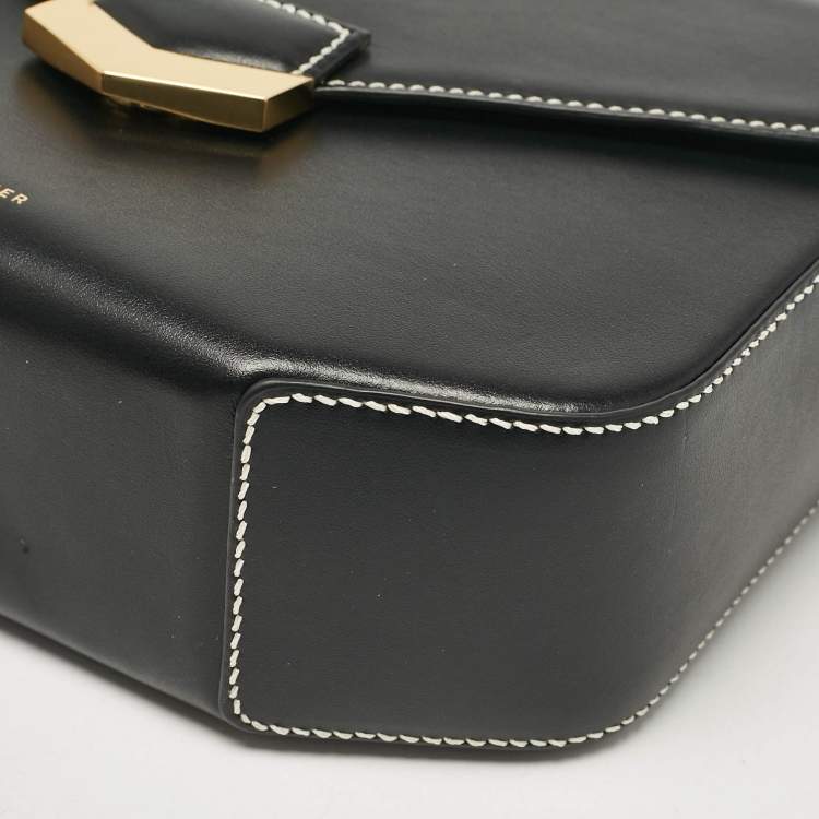 Pre Owned DeMellier Black Leather Flap Crossbody Bag