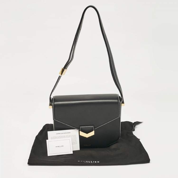 Pre Owned DeMellier Black Leather Flap Crossbody Bag