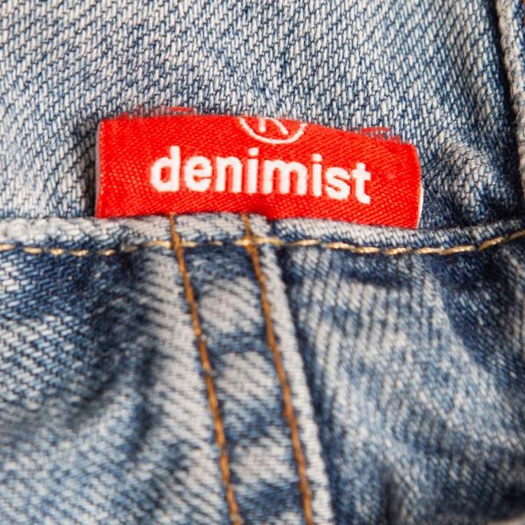 Pre Owned Denimist Blue Distressed Denim Nic High-Rise Shorts S