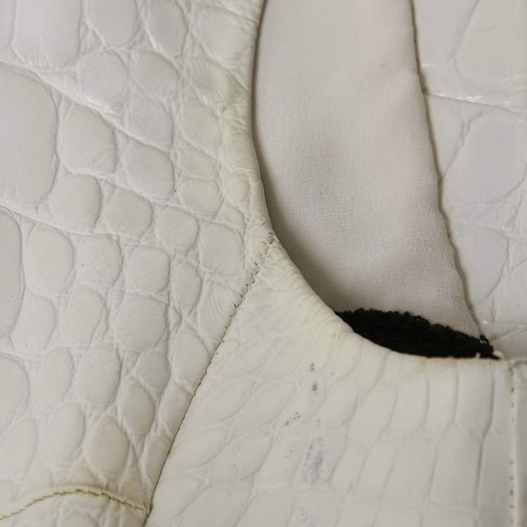 Pre Owned Dennis Basso White Leather Zip-Up Crop Vest S