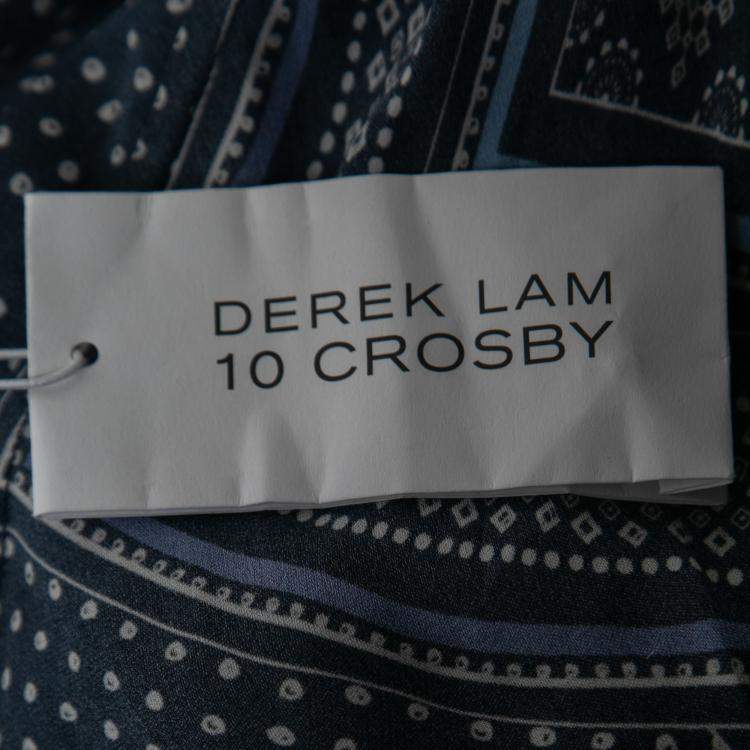 مملوكة مسبقًا Derek Lam 10 Crosby Blue Printed Silk Tiered Dress and Blouse Set M