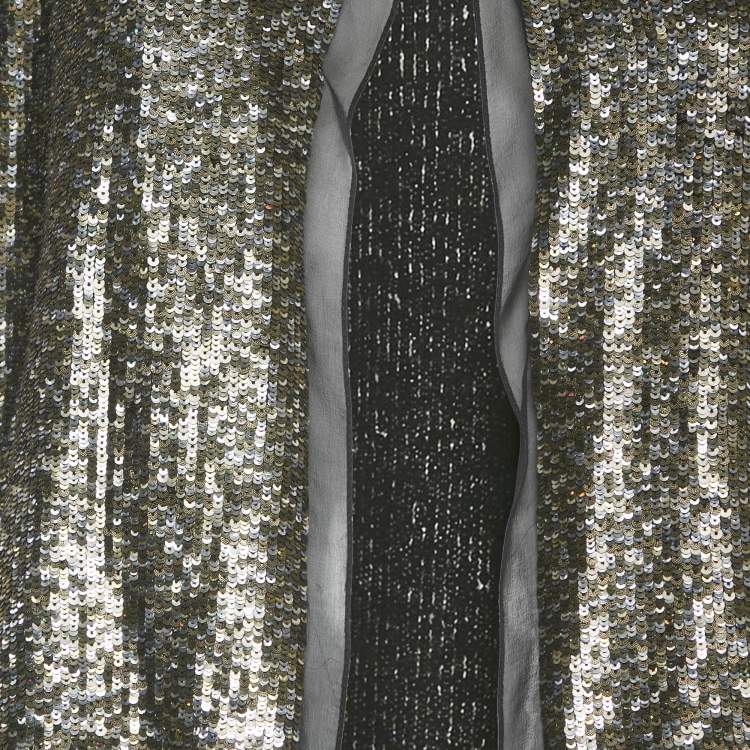 مملوكة مسبقًا Derek Lam Metallic Sequin Embellished Silk Bolero M