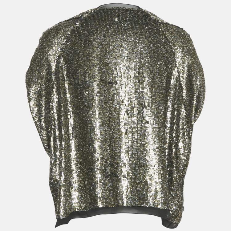مملوكة مسبقًا Derek Lam Metallic Sequin Embellished Silk Bolero M