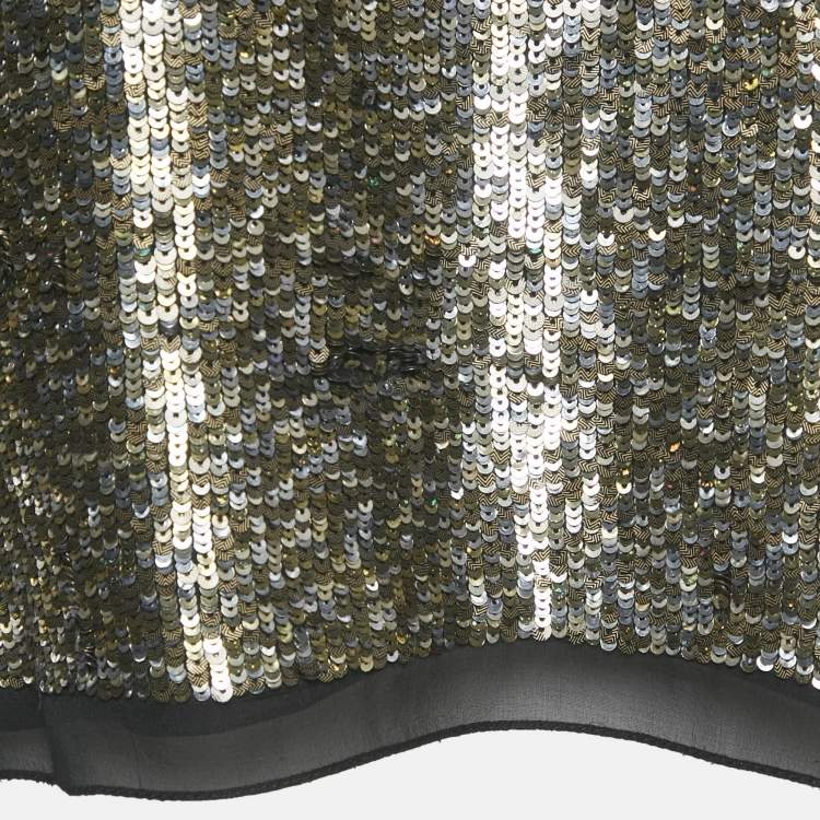 مملوكة مسبقًا Derek Lam Metallic Sequin Embellished Silk Bolero M