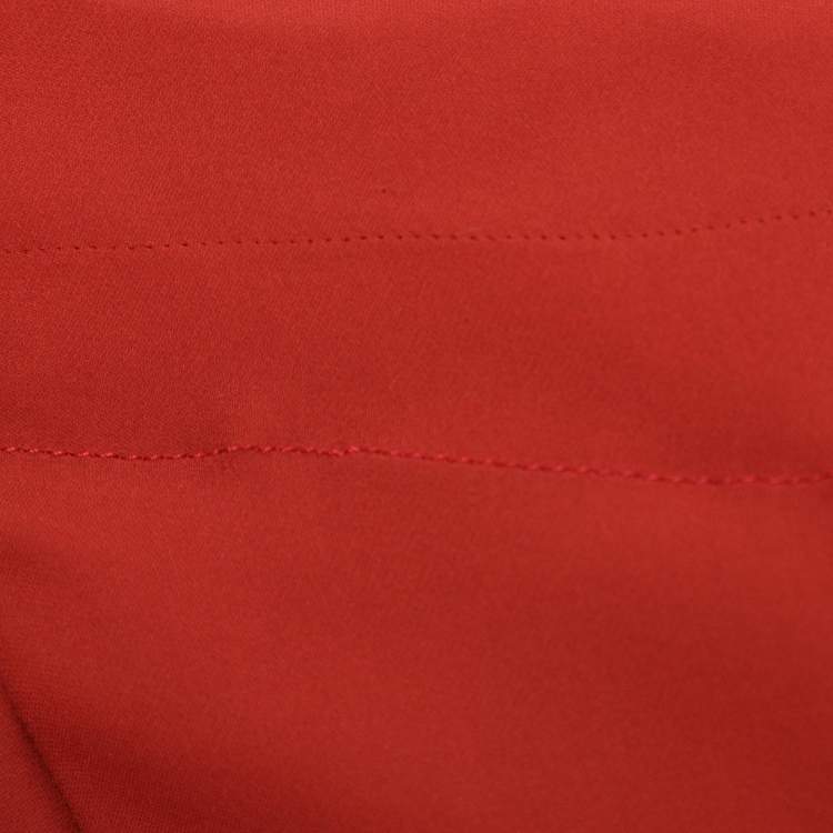 Pre Owned Derek Lam Red Ochre Silk Pleated Maxi Skirt M