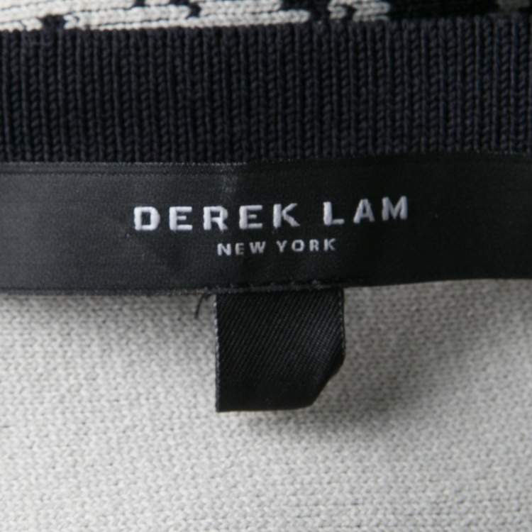 Pre Owned Derek Lam Monochrome Medallion Lace Pattern Jacquard Knit Midi Dress M