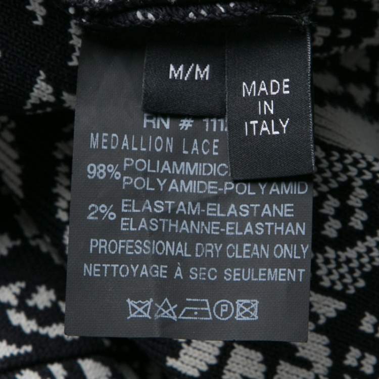 Pre Owned Derek Lam Monochrome Medallion Lace Pattern Jacquard Knit Midi Dress M
