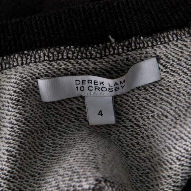 Pre Owned 10 Crosby Derek Lam Grey and White Knit Striped Layered Sleeveless Blouse S