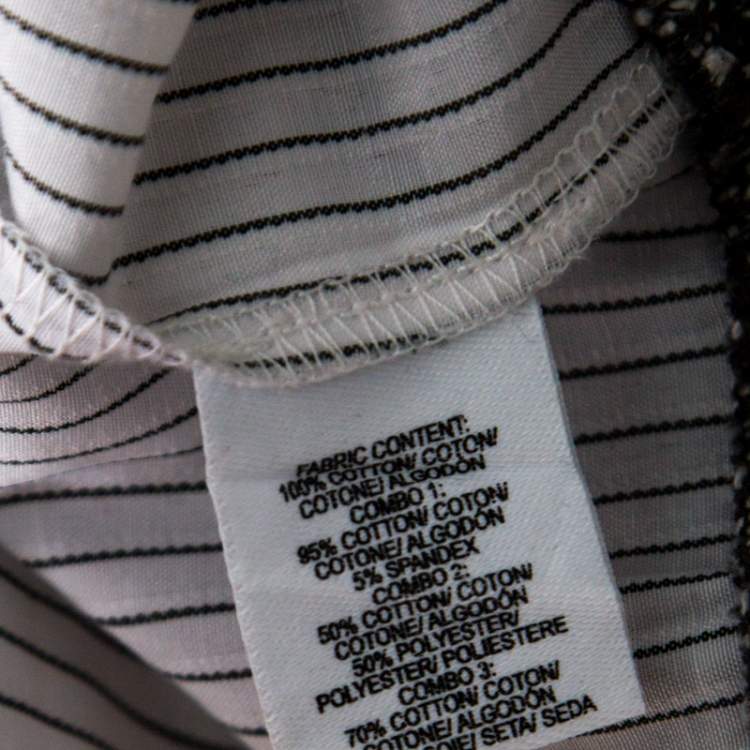 Pre Owned 10 Crosby Derek Lam Grey and White Knit Striped Layered Sleeveless Blouse S