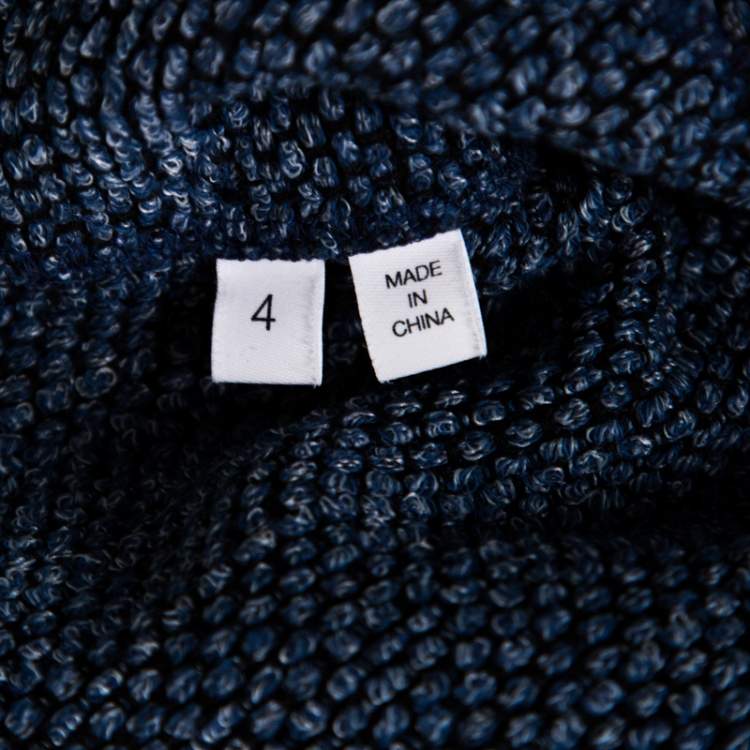 Pre Owned 10 Crosby Derek Lam Navy Blue and Black Textured Raw Trim Detail Open Front Jacket S
