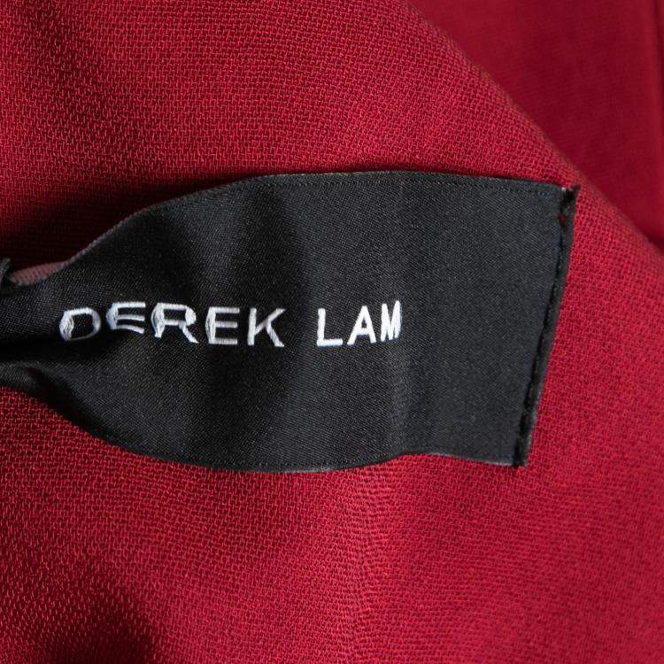Pre Owned Derek Lam Burgundy Criss Cross Pleated Bodice Sleeveless Gown XS