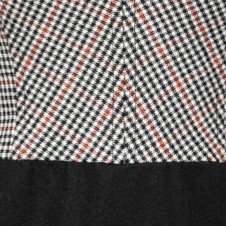 Pre Owned Derek Lam Houndstooth Bodice Colorblock Sleeveless Wool Dress S