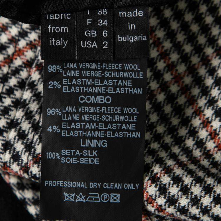 Pre Owned Derek Lam Houndstooth Bodice Colorblock Sleeveless Wool Dress S