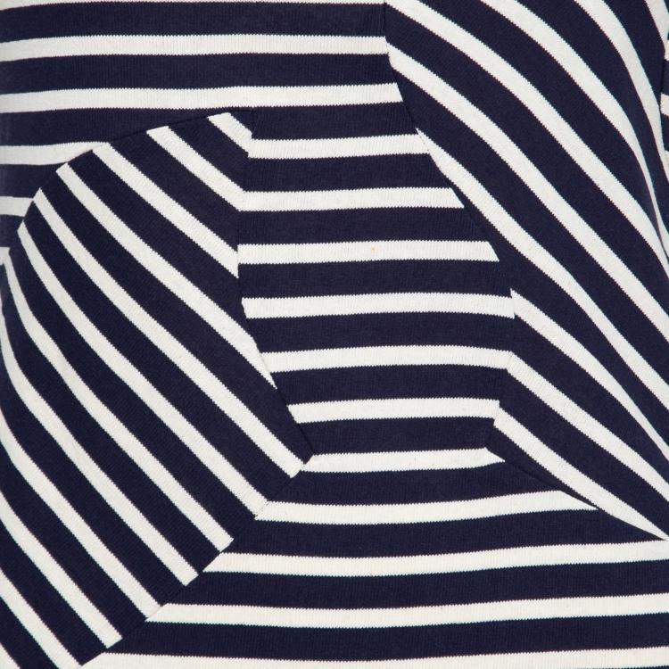 Pre Owned Derek Lam Navy Blue Striped Cotton Paneled Sleeveless Sheath Dress S