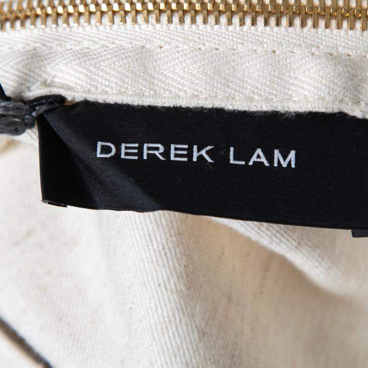Pre Owned Derek Lam Navy Blue Striped Cotton Paneled Sleeveless Sheath Dress S