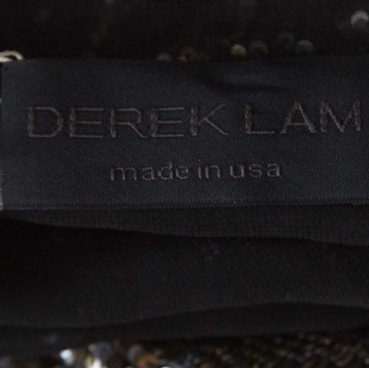 Pre Owned Derek Lam Metallic Sequin Embellished Silk Sleeveless Top M 