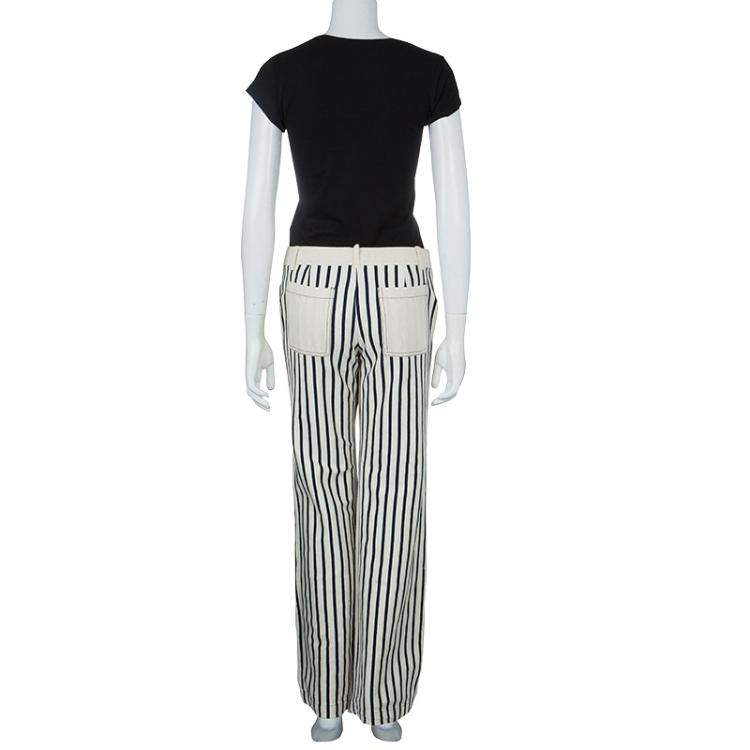 Pre Owned 10 Crosby Derek Lam Striped Cotton Trousers S