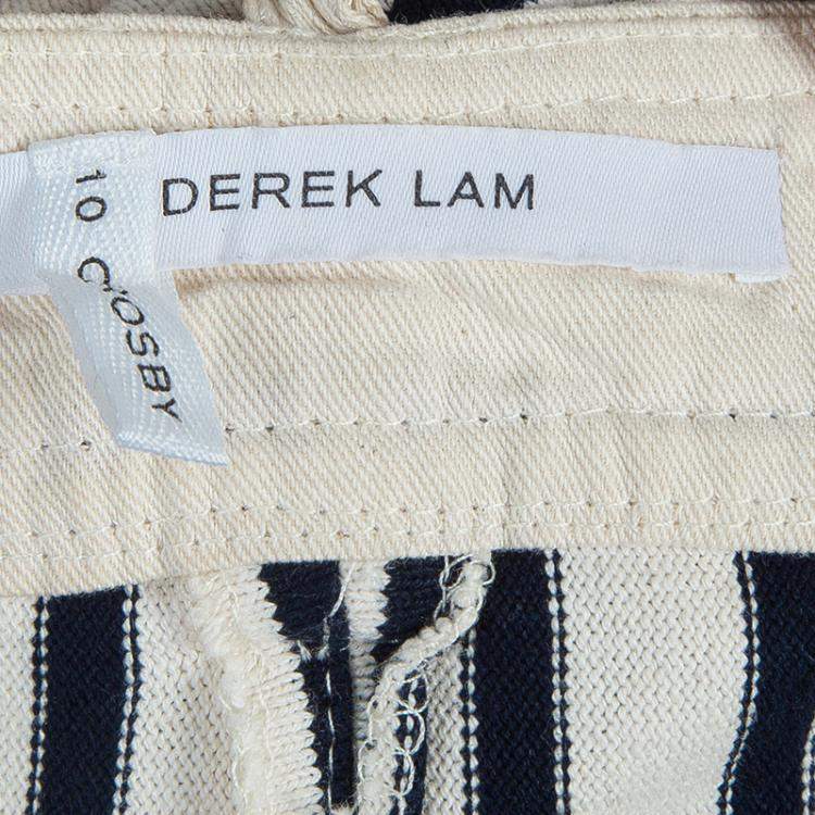Pre Owned 10 Crosby Derek Lam Striped Cotton Trousers S