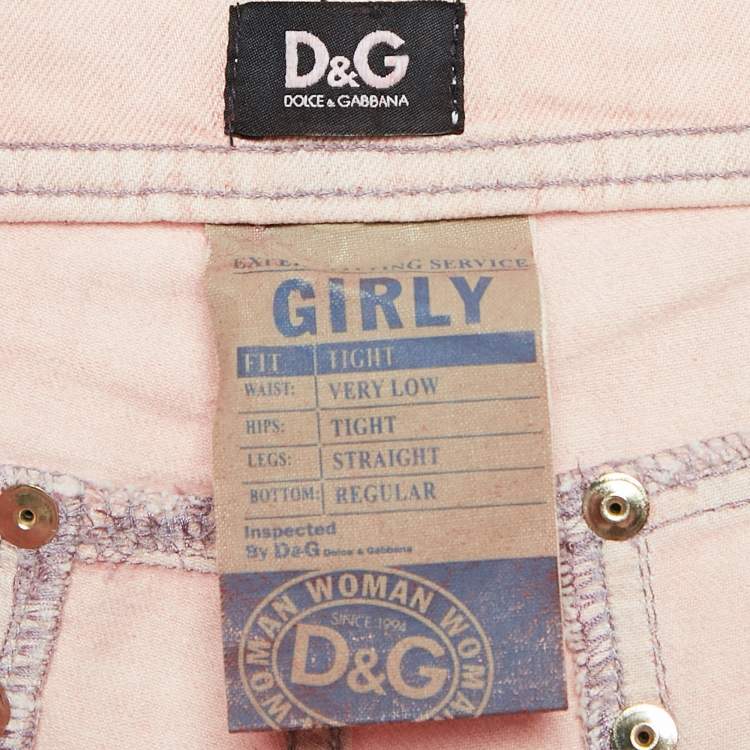 Pre Owned D&G Pink Denim Low Waist Straight Leg Jeans M Waist 30"