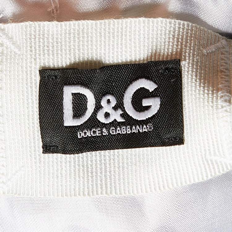 Pre Owned D&G White & Blue Dot Printed Silk Blend Sleeveless Midi Dress L