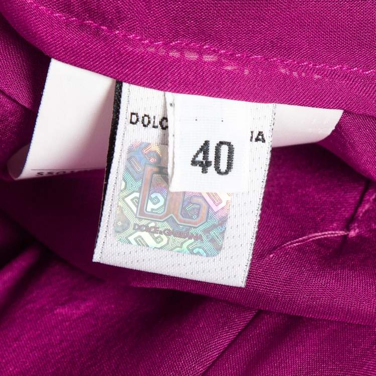 Pre Owned D&G Purple Silk Chiffon Ruffled Shirt S
