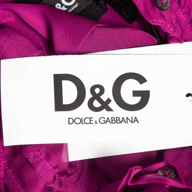 Pre Owned D&G Purple Silk Chiffon Ruffled Shirt S