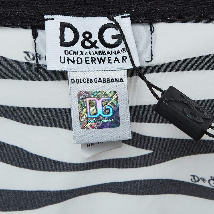 Pre Owned D&G Under Wear Black/White Print Jersey Strappy Top M