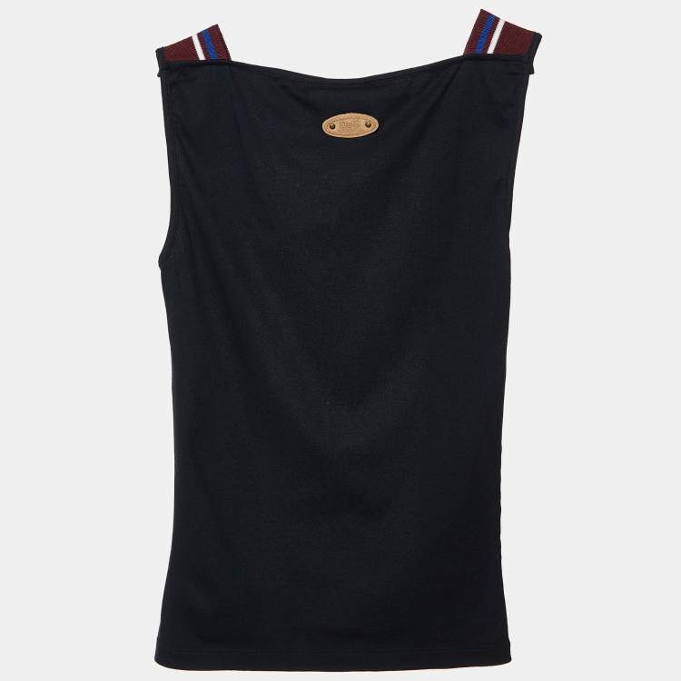 Pre Owned D&G Navy Blue Cotton Knit Sleeveless Top S