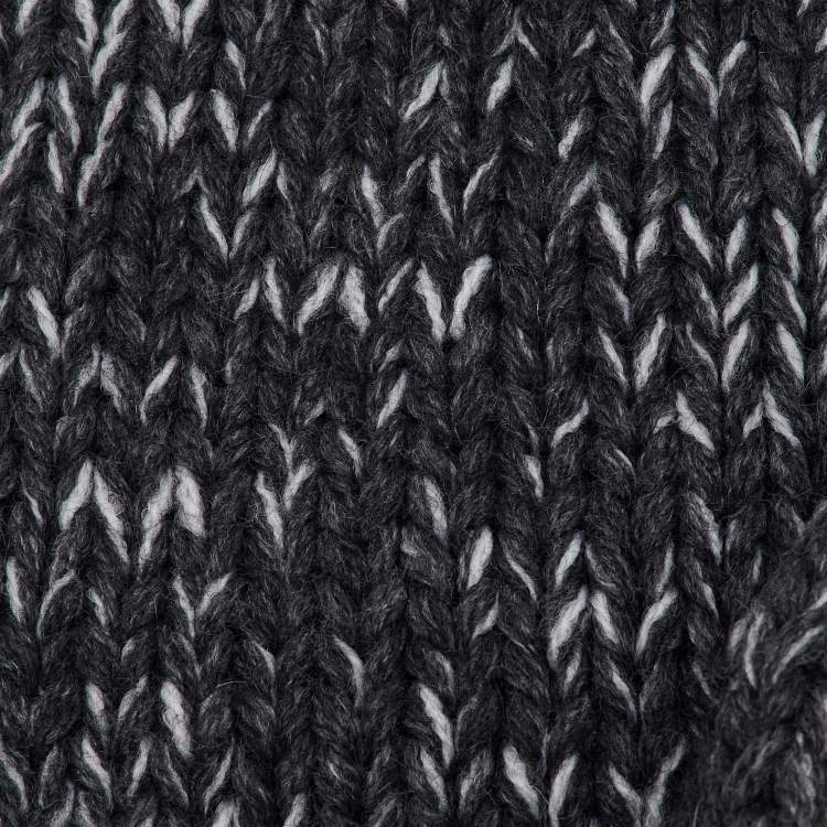 Pre Owned D&G Grey/White Wool & Mohair Knit Fringed Muffler