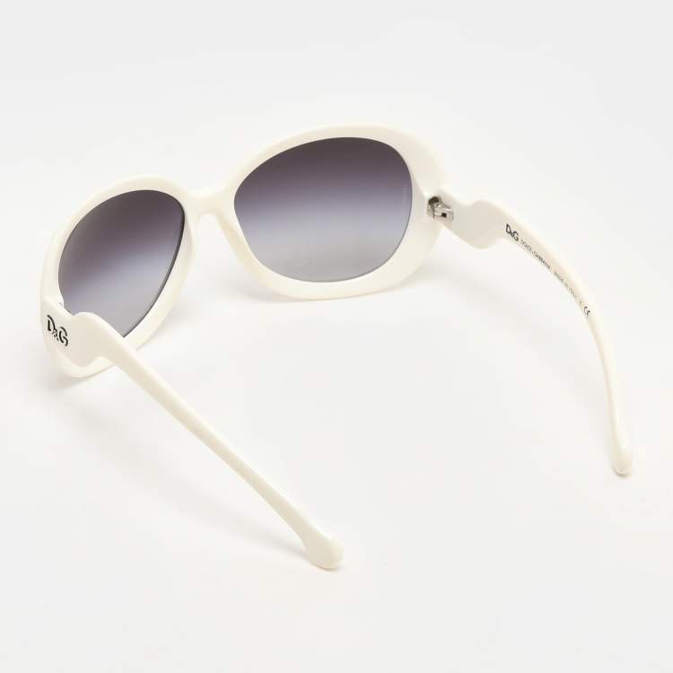 Pre Owned D&G White Acetate 8063 Round Sunglasses