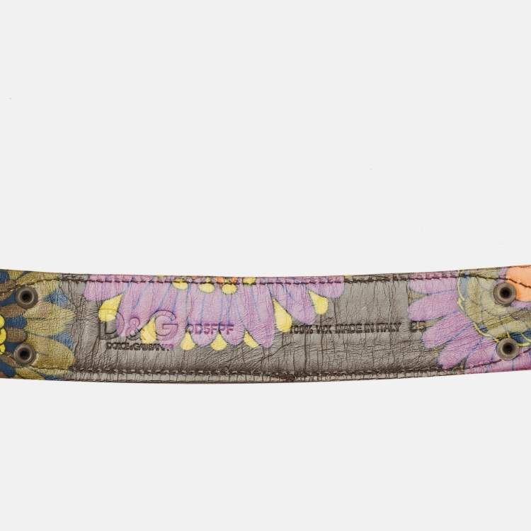 Pre Owned D&Ga Brown Calfhair and Leather Buckle Belt 85CM