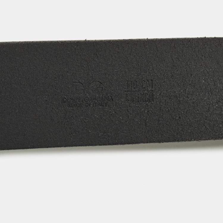 Pre Owned D&G Logo 110 CM Buckle Belt Black Leather