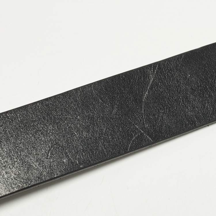 Pre Owned D&G Logo 110 CM Buckle Belt Black Leather