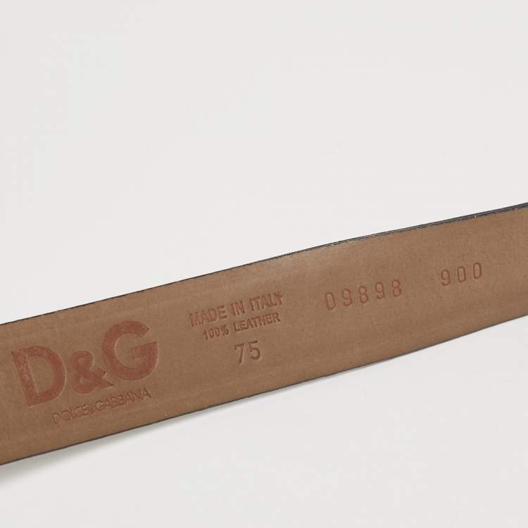 Pre Owned D&G Black Leather DG Logo Buckle Belt 75CM