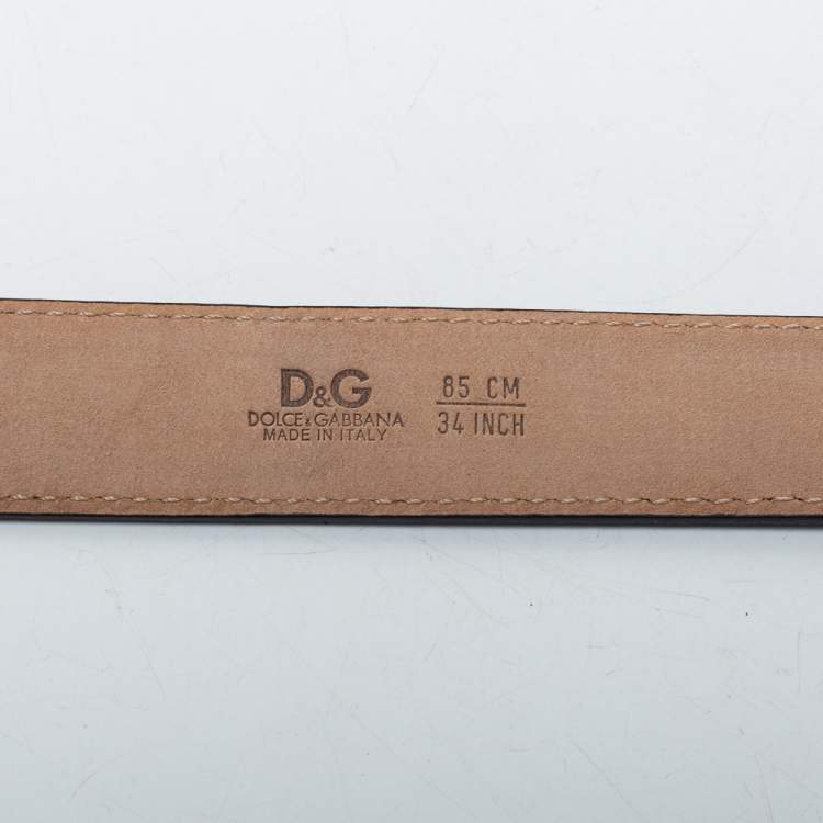 Pre Owned D&G Black Iridescent Leather Skinny Buckle Belt 85CM