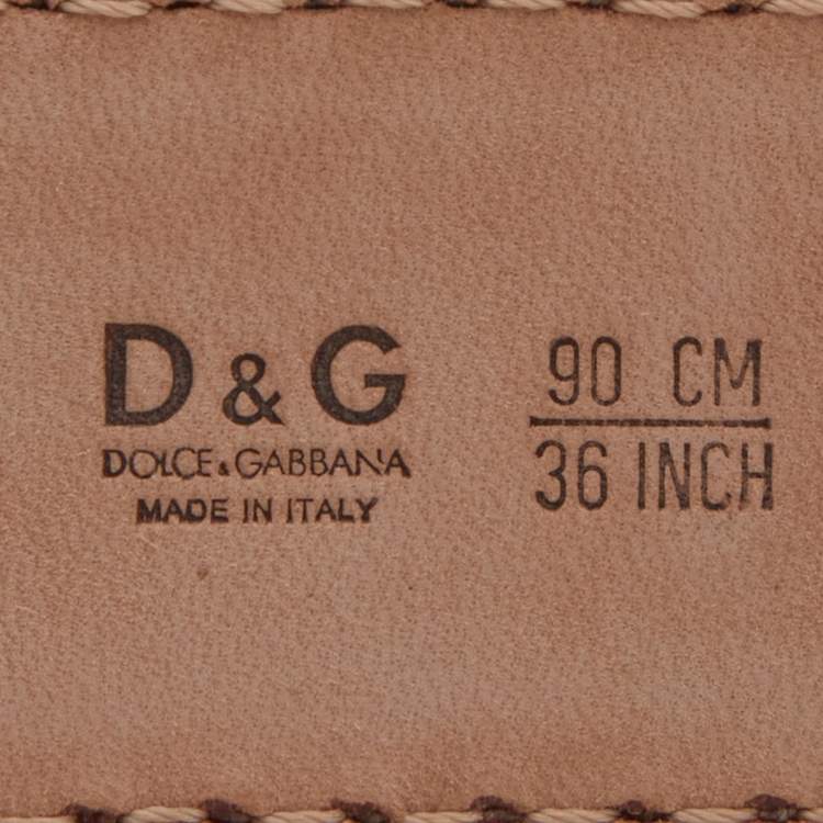 Pre Owned D&G Red Leather Logo Buckle Belt 90 CM