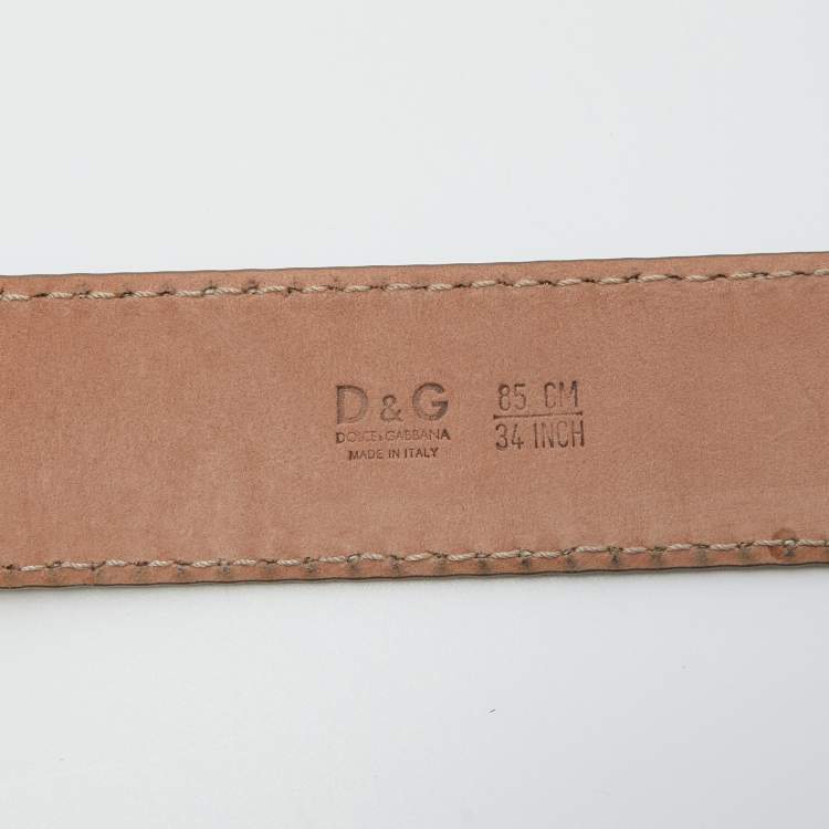 Pre Owned D&G Green Patent Leather Buckle Belt 85CM